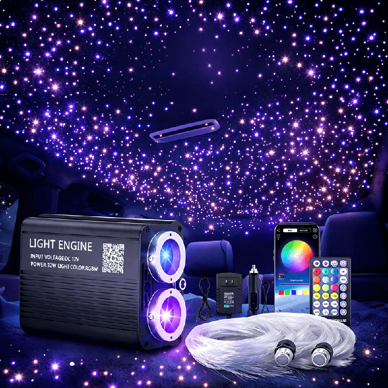 Luxury 32W 1000 Pieces Starlight Headliner Kit Dual-Engine Star Ceiling Fiber Optic Lights for Car Truck Home Party 